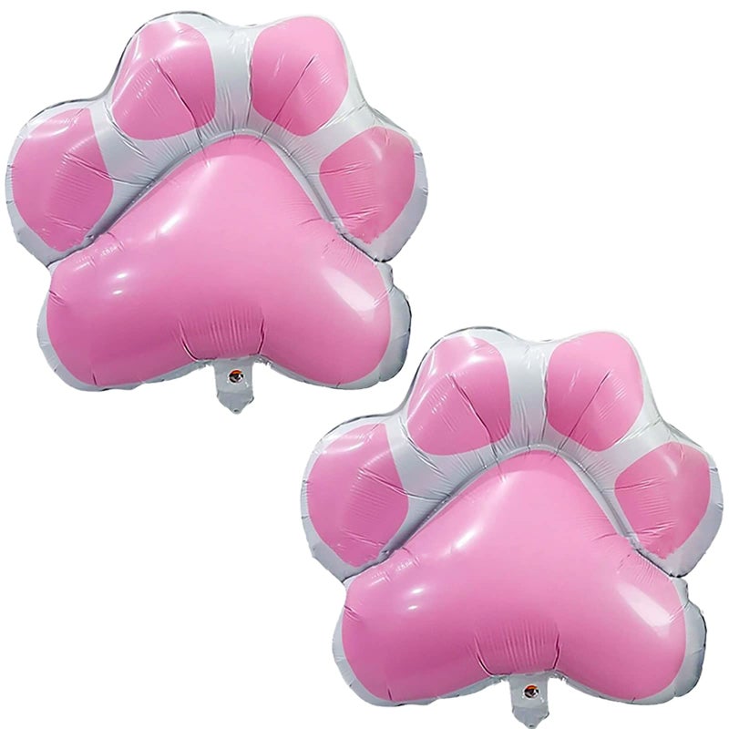 BIEUFBJI Dog Party Balloons Decorations, Pink Dog Paw Shaped Foil Balloons for Pet Dog Party Suppliers Baby Shower - Image 1